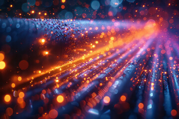 Poster - Fiber optic cables in an internet infrastructure, showcasing high-speed data transfer and technology, technical photo with ambient lighting,
