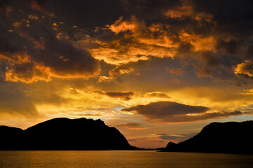 Wall Mural - Dramatic sunset cloudy sky