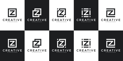Wall Mural - Set of abstract initial letter Z logo design. Premium Vector