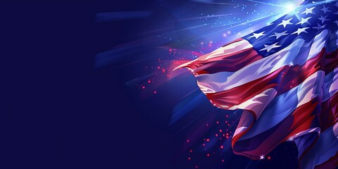 Wall Mural - Illustration of a folded American flag with a soft glow emanating from the background.