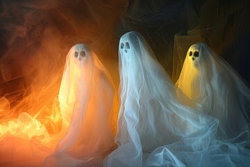 Wall Mural - Ghostly Halloween Figures in Beauty Light