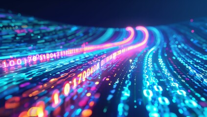 Poster - A colorful image of a road with many lines and dots. AI.