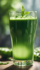 Wall Mural - Glass of spinach juice Green smoothie Healthy drinks