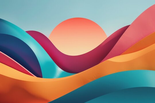 Minimalist modern background featuring vibrant colors and shapes.