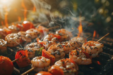 Wall Mural - Grilled Shrimp Skewers