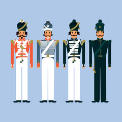 Wall Mural - Set of retro English soldiers in colonial uniform.