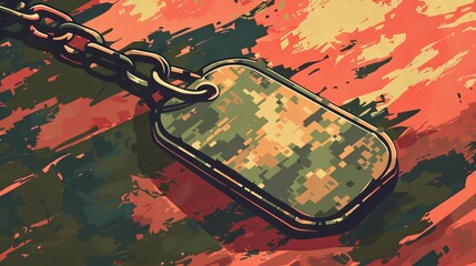 Angular geometric illustration of a military dog tag, representing service and dedication.