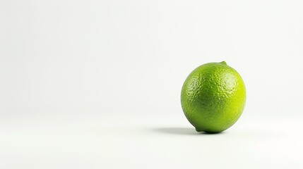 Poster - Citrus fruit One fresh ripe lime isolated on white : Generative AI