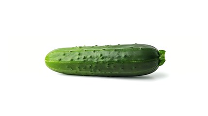 Poster - green fresh cucumber isolated on white  Cutout organic farm food Cosmetic ingredient without background : Generative AI