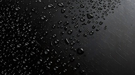 Poster - Water drops on a black background Banner with raindrops Top view : Generative AI