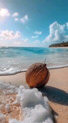 Wall Mural - Coconut On A Sunny Beach
