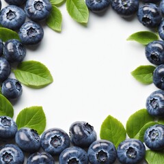 Wall Mural - Fresh raw blueberry in frame form, copy space.