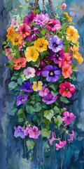 Wall Mural - Colorful Hanging Basket of Flowers