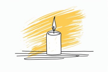 Wall Mural - Simple and elegant line art of a lone candle burning brightly in honor of fallen heroes.