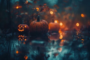 Wall Mural - Sinister Halloween Elements in Moody Bokeh