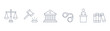 © Amina - Law, legal and justice system vector thin line icon collection on white background