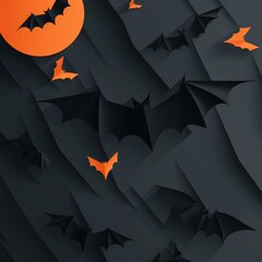 Wall Mural - Sleek Halloween Background with Geometric Bat Icons