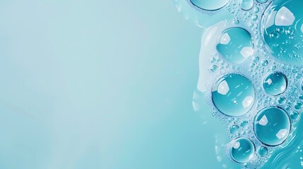 Aufkleber - water drops of transparent gel serum on a blue background : Generative AI