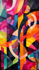 Wall Mural - Abstract geometric colorful pattern with vibrant shapes and lines