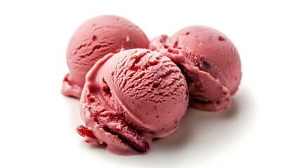 Aufkleber - Scoop of cherry or strawberry ice cream isolated on white background macro : Generative AI