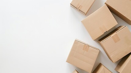 Aufkleber - Cardboard boxes for delivery service moving package or gifts isolated on a white background Package mockup : Generative AI
