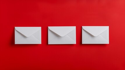 Aufkleber - White notification message mail envelopes on red background Creative minimalism layout : Generative AI