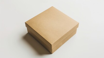 Aufkleber - close up of a brown box template on white background : Generative AI