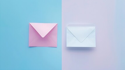 Aufkleber - White notification message mail envelopes on pastel background Creative minimalism layout : Generative AI