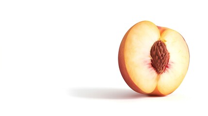 Poster - Peach half isolated Peach on white background with clipping path : Generative AI