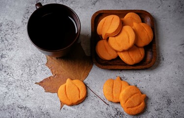 Wall Mural - Orange cookies in the form of pumpkin