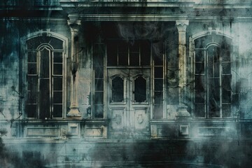 Wall Mural - Haunted House Border with Spooky Windows and Haunted Doors