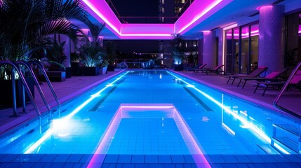 Wall Mural - Swimming Pools Urban Oasis: A photo featuring an empty swimming pool transformed into an urban oasis