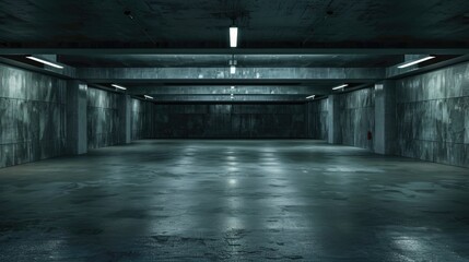 Poster - Empty underground garage with space for text