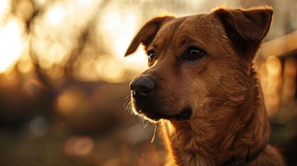 Poster - Dog s portrait with blurred background focusing on head