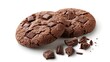 © JP STUDIO LAB - Close-up of two decadent double chocolate cookies, embedded with chunks of chocolate, placed on a clean white background