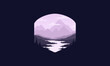 © RT Studio 1981 - Landscape badge flat vector design illustration of mountains, calm river and silhouettes of pine trees, soft purple gradations layered