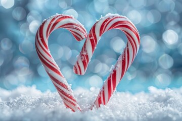 Canvas Print - Candy Cane Heart in Winter Wonderland