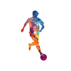 abstract color silhouette of football player vector illustration in watercolor style