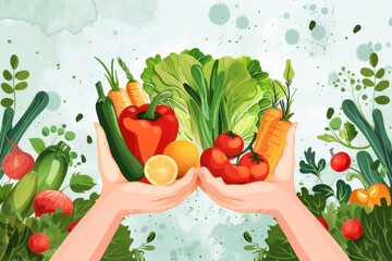 Wall Mural - A Handful of Vegetables