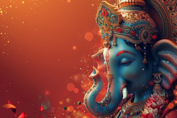 Ganesha Idol with Festive Abstract Background