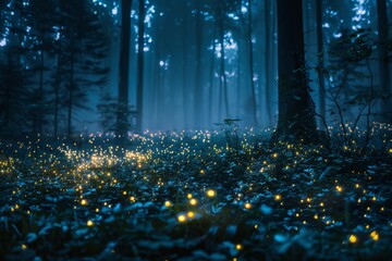 Poster - Mystical Forest with Fireflies