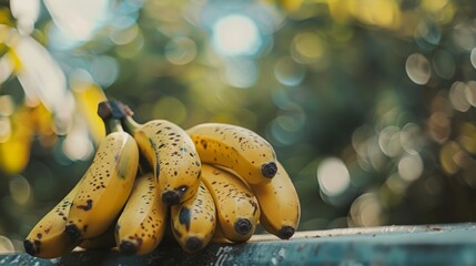 One of the most well-known tropical fruits in the world is a banana, which grows in a bunch in a tropical jungle.