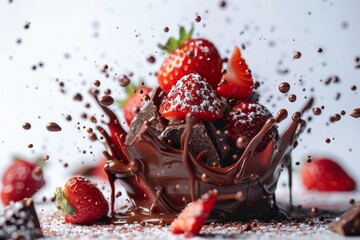 Canvas Print - Chocolate Splash with Strawberries