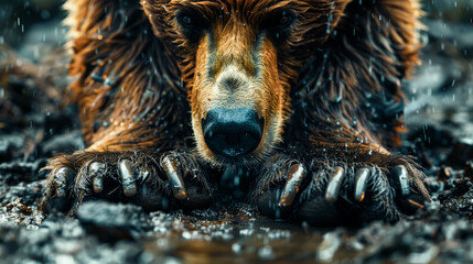 Wall Mural - Robust bear: close-up of its strong paws