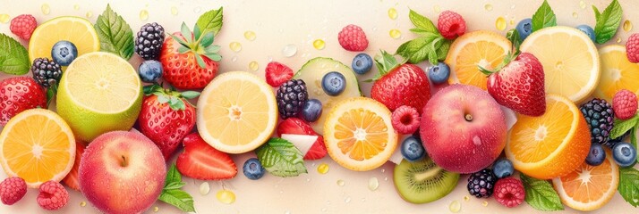 Wall Mural - A Colorful Arrangement of Fresh Fruit and Berries