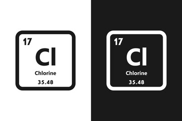 Chlorine, Cl, chemical periodic element icon. The chemical element of the periodic table. Sign with atomic number. Chlorine element