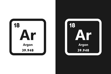 Argon, Ar, chemical periodic element icon. The chemical element of the periodic table. Sign with atomic number. Argon element