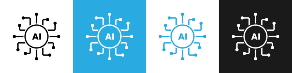 Fototapete - AI processor chip. Artificial intelligence. Vector icon symbol for graphic design, logo, web site, social media. AI icon or sign. Vector icon