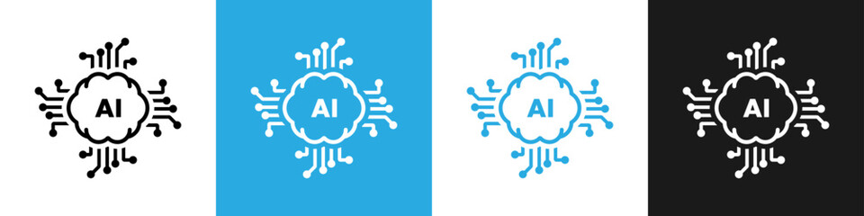 Fototapete - AI processor chip. Artificial intelligence. Vector icon symbol for graphic design, logo, web site, social media. AI icon or sign. Vector
