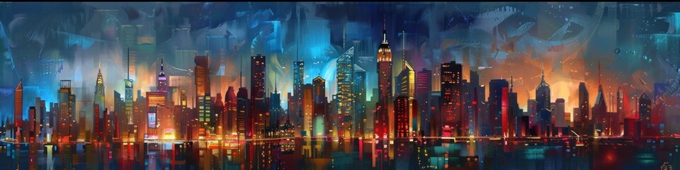 A panoramic view of a futuristic metropolis with towering skyscrapers and bustling city lights. The intricate architectural details and vibrant lighting create a stunning vision of urban development. 